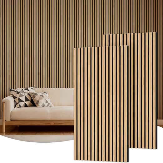 TONOR Wood Wall Panels for Interior Wall Decor-2 Pack 47.2" x 23.6" | Wood Slat Acoustic Panels-15.5ft² for Noise Cancelling and Wall Décor Living Room, Bedroom, Home Decor, Office, Teak by TONOR