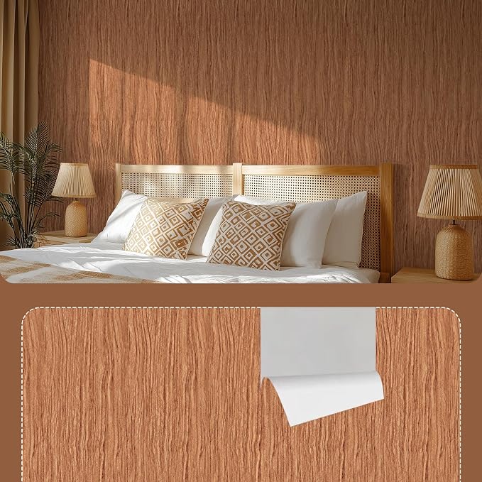 Brown Wood Contact Paper 17.3"x400" Faux Wood Peel and Stick Wallpaper Vintage Removable Self Adhesive Wooden Wallpaper Woods Grain Contact Paper for Countertops Cabinets Walls - Image 3
