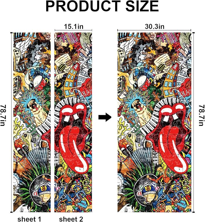 TUOKING Door Sticker,Peel and Stick Removable Vinyl Door Decals | Wallpaper Waterproof Self-Adhesive Mural for Home Decor,Wall Covers Poster,30.3" W x 78.7" L,Set of 2 Sheets - Image 3
