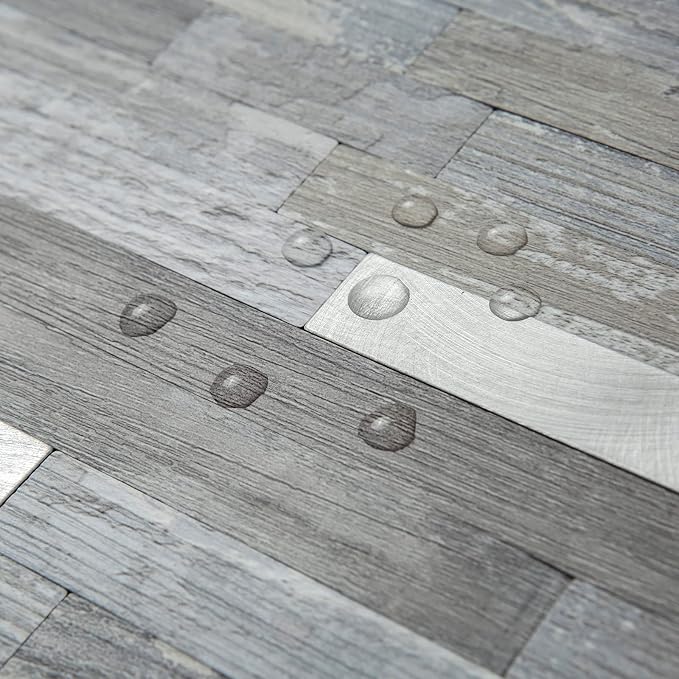 AULIGET 2-Sheet Peel and Stick Backsplash Wall Tiles, Distressed Wood Look PVC Wall Tiles Stick on Backsplash - Image 3