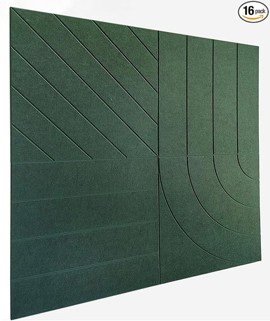 21.65" Large Square Acoustic Panels 4-Pack - Sound Absorbing Wall Panels, Noise Reducing Soundproof Decorative Felt Tiles for Home Office, Studio, Living Room -Aurora Green by DesignerManufacturerofInnovativeBulletinBoardSolutionsforHomeOffice