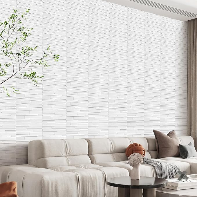 Heikki 30 Pack 3D Wall Panel for Interior Wall Décor, PVC Flower Textured Wall Panels for Living Room Bedroom Hotel Office, 11.8"x11.8", Double-Sided Tape (White-SY) - Image 6