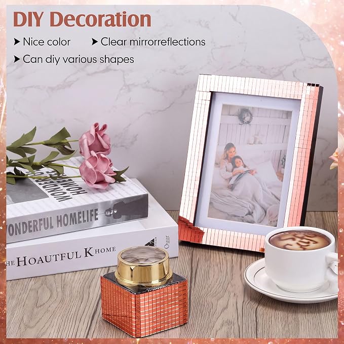 7200 Pieces Rose Gold Disco Mirror Tile Self-Adhesive Mirrors Mosaic Tile - Image 7