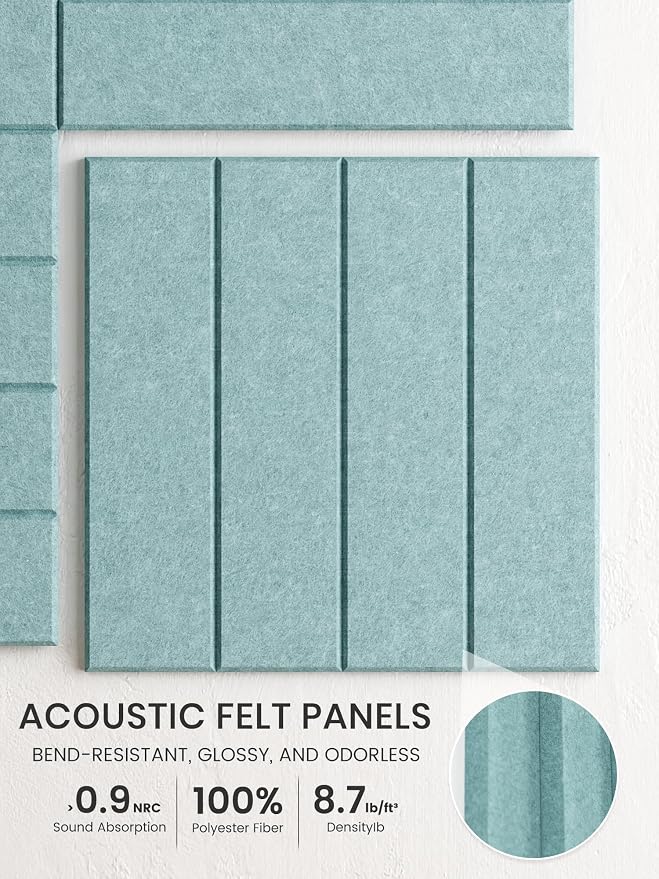 Bumusty 36"x 24" Large Felt Bulletin Board Tiles, Aqua Blue | 6-Pack Cork Board Alternative, Wall Decor, 30 Pushpins, 30 Adhesive Tabs, Vision Board, Office, Classroom, Home, Dorm - Image 3
