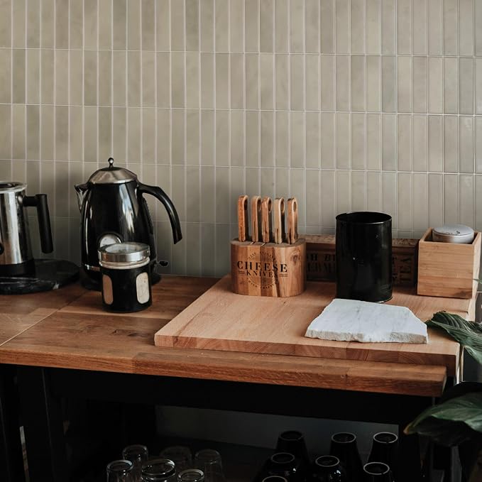 Smart Tiles Peel and Stick backsplash, Stacked Taupe Beige, 11.43"x9" | Pack of 5 (3.5 sq ft), Matte, Heat/Moisture Resistant, Low VOC, Kitchen/Bathroom, Renter Friendly, Made in Canada - Image 2