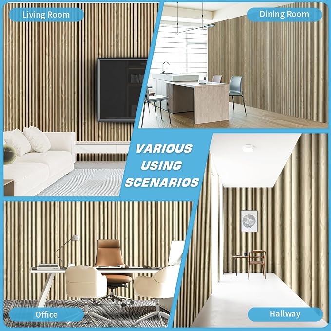 Art3d Fine Bar Design Slim Slat Wall Panel, 104 x 12 Inch, 4-Pack, Teak | Lightweight, Wainscoting, Waterproof, Easy to Clean, Sturdy, Glue on, Elegant Style, for Bedroom, Office, Home Improvement - Image 4