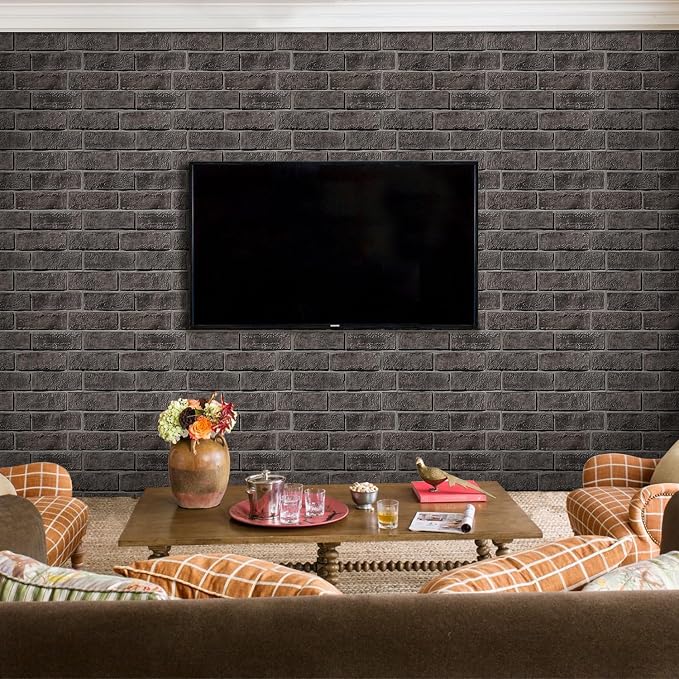 Commomy 3D Wall Panels Peel and Stick Faux Brick 10 Pcs 11.8" x 11.8" | Small Size Thin PVC Brick Wallpaper Tiles Backsplash for Kitchen,Bedroom,Living Room,Quick DIY Wall Decor(Covers 9.7 sq.ft) - Image 7