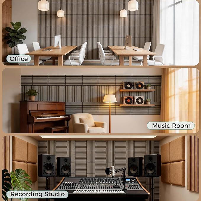TO-TH Soundproof Panels Self-Adhesive Acoustic Wall Panel 12 Pack, Walnut | PVC Wood Grain Finish, Peel and Stick Wall Panels, 11.8"x15.7"x0.35", 100%Polyester Fiber, Wall Panel for Interior Wall Decor - Image 7