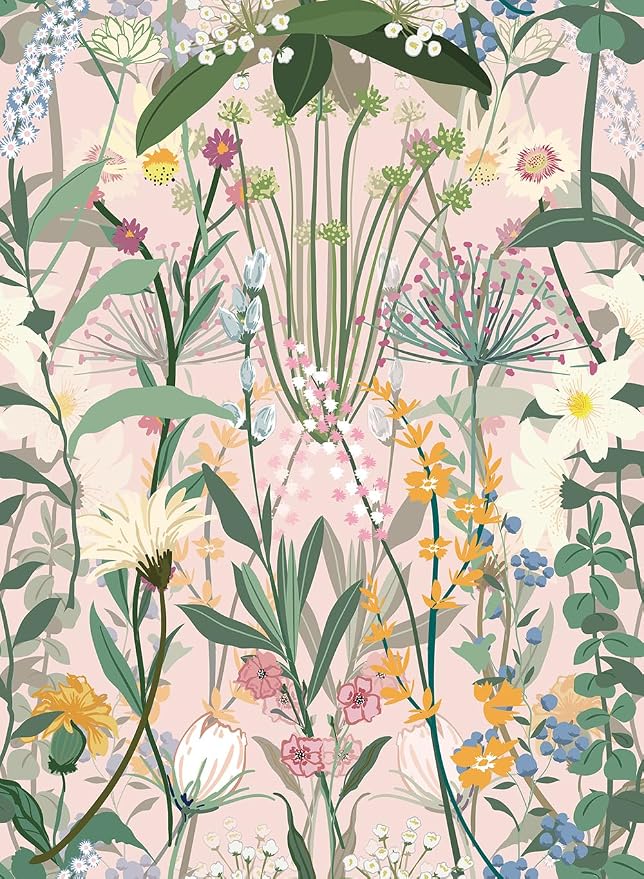 JiffDiff Floral Wallpaper Peel and Stick 17.3"x787" Pink Farm Wildwood Stick on Wallpaper for Home Bedroom Cabinets Thicken Self Adhesive Contact Paper by wallpaper