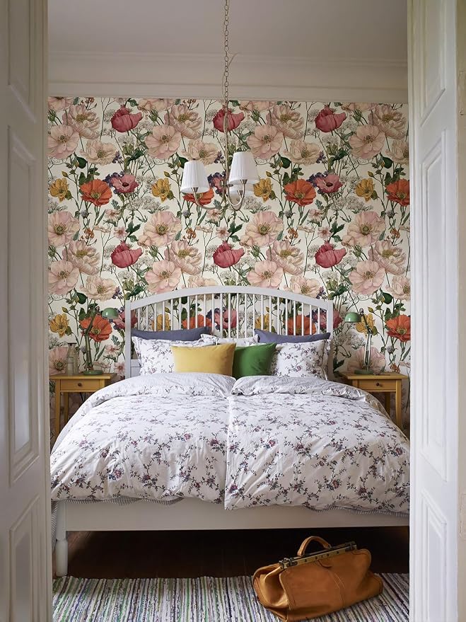 Orainege Floral Wallpaper Peel and Stick Vintage Floral Contact Paper | Green Leaf Contact Paper - Image 7
