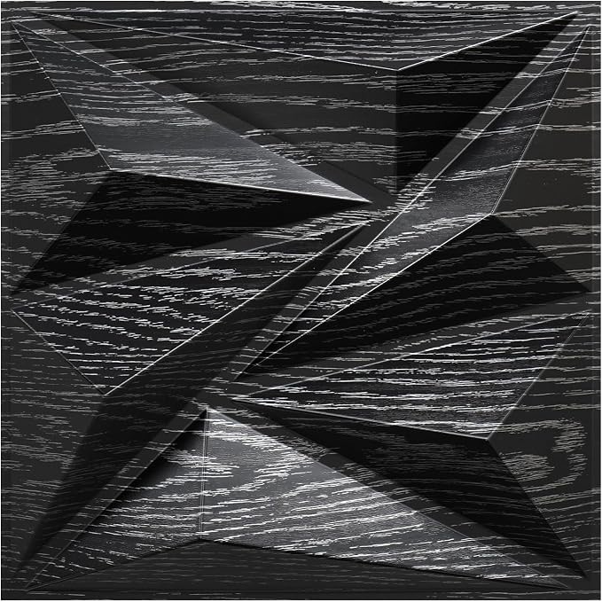 STICKGOO 3D Wall Panels for Interior Wall Decor, Black Wood Diamond Design Accent Wall Panels, 12''x12'' Modern Decorative Wall Panels for Living Room, Bedroom, Office, 33 Pack by STICKGOO