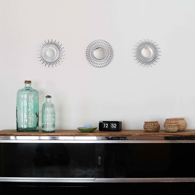 BONNYCO Wall Mirrors Pack of 3 Round Silver Mirrors for Home Decor, Bedroom and Room. Espejos Decorativos de Pared Sala Dormitorio, Circle Wall Decor Minimalist Vintage, Chic. Gifts for Women Mums - Image 5