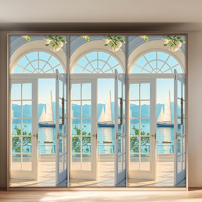HOMETITUTE Beach Ocean View Peel Stick Door Sticker 30.3x78.7 Vinyl | Wall Cover Poster Decals Removable Wallpaper Self Adhesive Livingroom Bedroom Office - Ocean View - Image 5