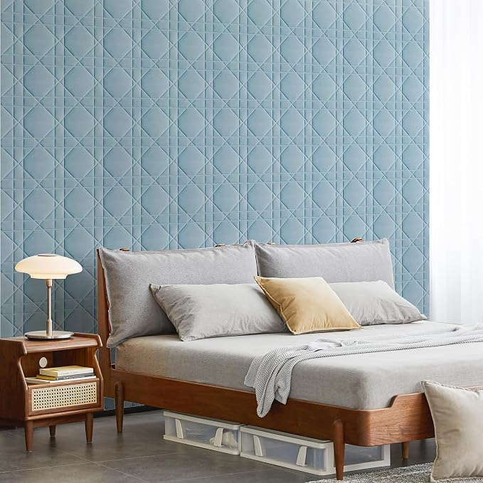 Velvet 3D wall Panels for Interior wall Decor Peel and Stick, Soundproof Geometric Textured 3D Wall Panels for Living Room, Bedroom, TV Background 17.7" x 17.7" 12pcs (Sky Blue) - Image 8