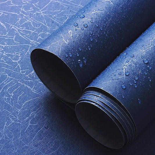 Safiyya 17.3 inch X 590 inch Wallpaper Blue Silk Textured Wallpaper Peel and Stick Modern Solid Color Wall Paper Removable Contact Paper for Walls Vinyl Rolls by SAFIYYA
