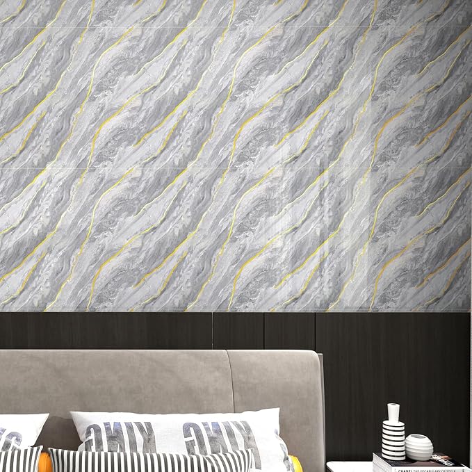 Haimin 3D Wall Panels Peel and Stick Marble Tile Look 10 Pack Waterproof | Lightweight, each 23.6x11.8in, total 19.4 sq ft. Kitchen & bath backsplash, bedroom/living rm decor. Marble-look faux tile. - Image 3