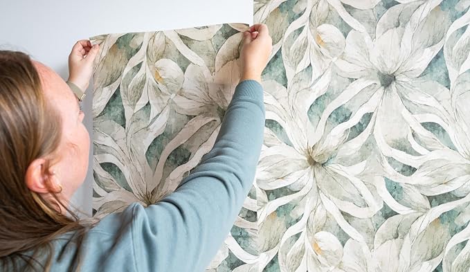 Peel and Stick Wallpaper Roll, Urban Stems Design | 17.5 x 216 in roll; Covers 26.25 sq ft; Vinyl peel & stick; No paste needed; Great for walls, shelves & cabinets. - Image 4