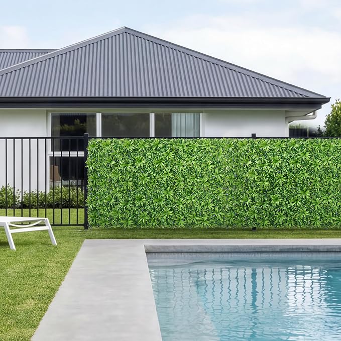 VEVOR Artificial Plant Wall, 40 x 120 in Artificial Boxwood Panels, Sun Protection Greenery Backdrop Privacy Hedge Fence, Fake Grass Screen for Wedding, Indoor, Outdoor Garden, Backyard,Mixed Leaf - Image 8
