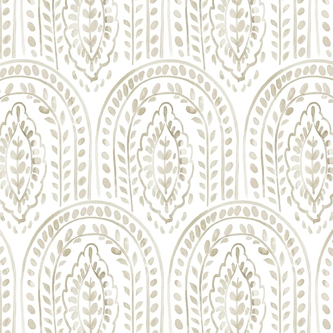 Peel and Stick Wallpaper Modern Wall Paper Boho Removable Wallpaper Peel and Stick Brown and White Self-Adhesive Contact Paper for Bathroom Bedroom Kitchen Wall Decor 17.3" x 394" by Micpolo