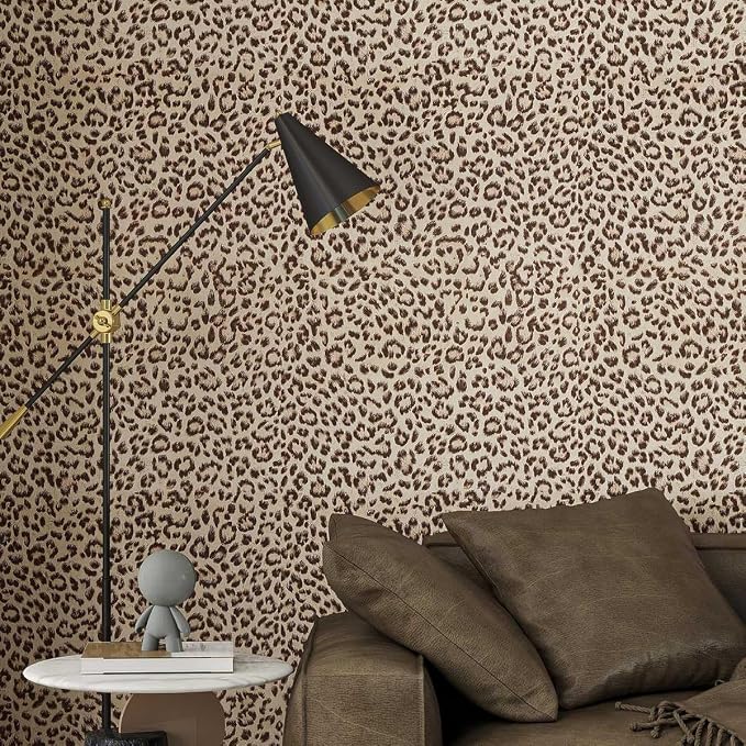 Arthome Leopard Peel and Stick Wallpaper Removable Contact Paper 17" x 400" | Covers 47.2 sq ft,Removable Waterproof & Oil-proof. Ideal for Full Accent Walls or Long Hallway Runs by ArthomeWALLDECOR