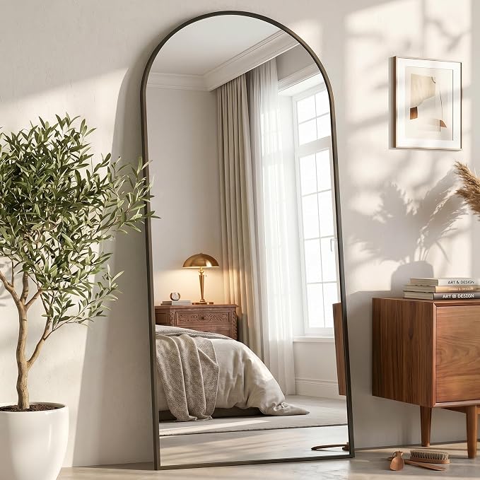 71"x28" Arched Full Length Mirror, Full Body Floor Mirror, Black by Unknown