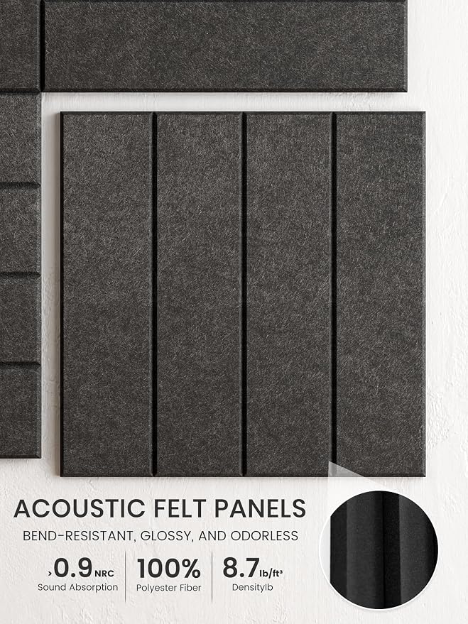 Bumusty 48"x 36" Large Felt Bulletin Board Tiles, Charcoal Gray | 12-Pack Cork Board Alternative, Wall Decor, 30 Pushpins, 60 Adhesive Tabs, Vision Board, Office, Classroom, Home, Dorm - Image 3