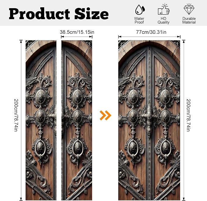3D Door Stickers, Peel and Stick Wallpaper ，Self-Adhesive Mural PVC Waterproof Wall Poster for Home Decor 30.3" W x 78.7" H - Image 3