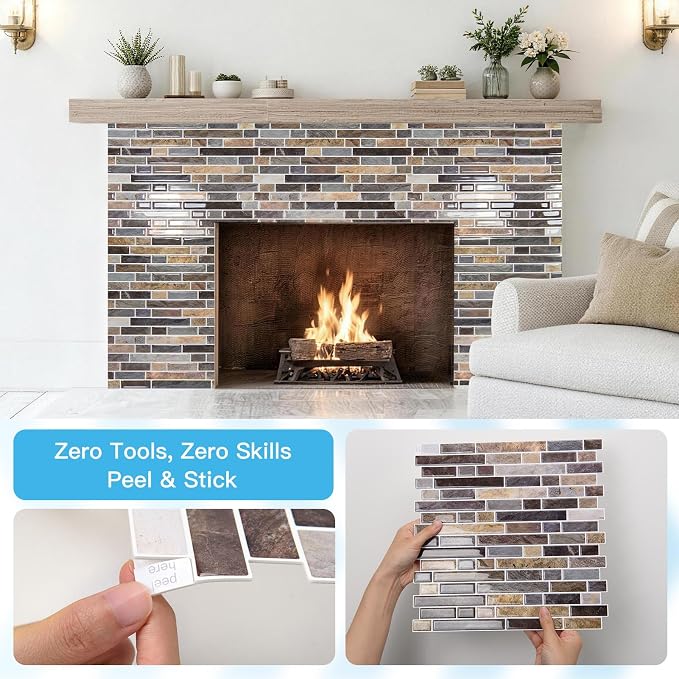 Art3d Linear Tile Peel and Stick Backsplash, 10-Pack, Vintage Sandstone | 12 x 12 Inch, Enhanced Thickness, Warp Resistant, Strong Adhesion, Sturdy, for Kitchen, Bedroom, Ideal for Home Improvement - Image 8