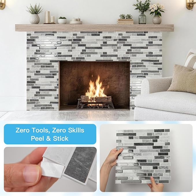 Art3d Linear Tile Peel and Stick Backsplash, 10-Sheet, Multi-Tone Gray | 12 x 12 Inch, Enhanced Thickness, Warp Resistant, Strong Adhesion, Sturdy, for Kitchen, Bedroom, Ideal for Home Improvement - Image 6