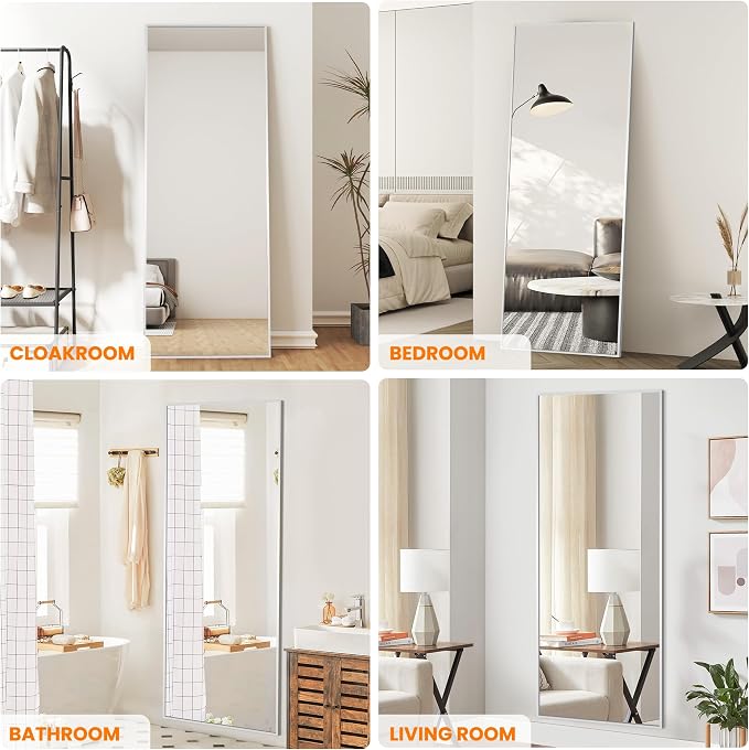 Full Length Floor Mirror 70"x24", Large Standing Body Mirror, Silver - Image 6