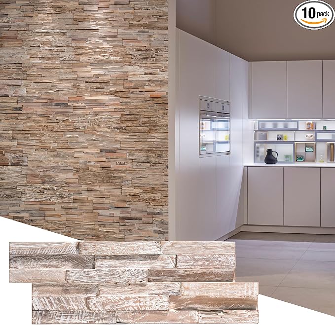 Wall!Supply 3D Wall Panels – Reclaimed Whitewash Asian Teak Wood – Home Decor Wallpaper Alternative for Living Room, Bedroom & Office – Easy DIY Installation – 10 Pack, Covers 9.6 Sq Ft | Real Reclaimed Asian Teak, Wallpaper Alternative, Easy DIY Insta... by WallSupply