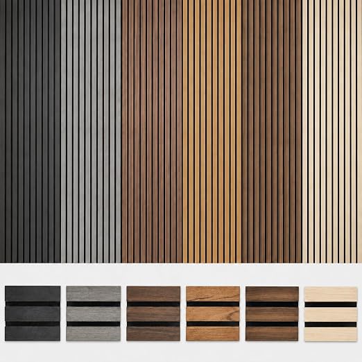 Acoustic Wood Slat Panels, Soundproof Wooden Wall Panels, 3D Fluted Panel for Interior Wall Decor, Living Room, Bedroom (6 Colors, 6 * 4.7 inch) by LARWORKS