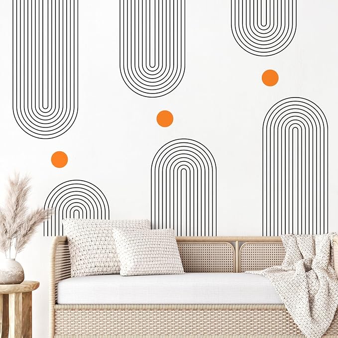 Boho Mid-Centur Arch Wall Decals Peel and Stick, Large Sun Removable Wall Stickers & Murals, Removable Leaves Home Decor Art for Bedroom Living Room Classroom Office - Image 9