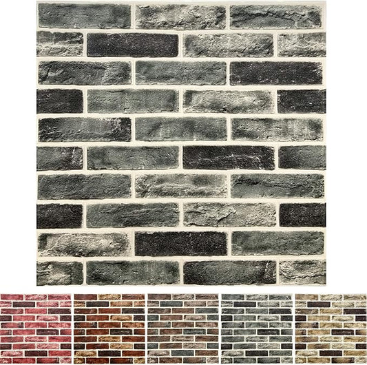 10-Pack 52 Sq.Ft 3D Wall Panels Peel and Stick 3D Faux Brick Wallpaper Peel and Stick Grey Faux Stone Wall Panel Foam Brick Self-Adhesive 3D Wallpaper by YLLYLL