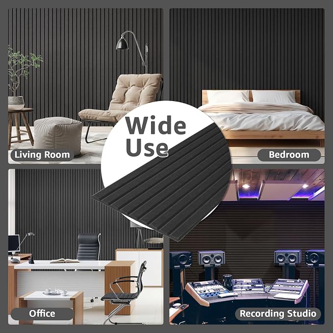 Art3dwallpanels Acoustic Panels, 48" X 12" X 0.35", Black, 10 Pack | Soundproof Wall Panels, Self Adhesive, High Density Sound Absorbing, Acoustic Treatment for Recording Studio, Office - Image 6