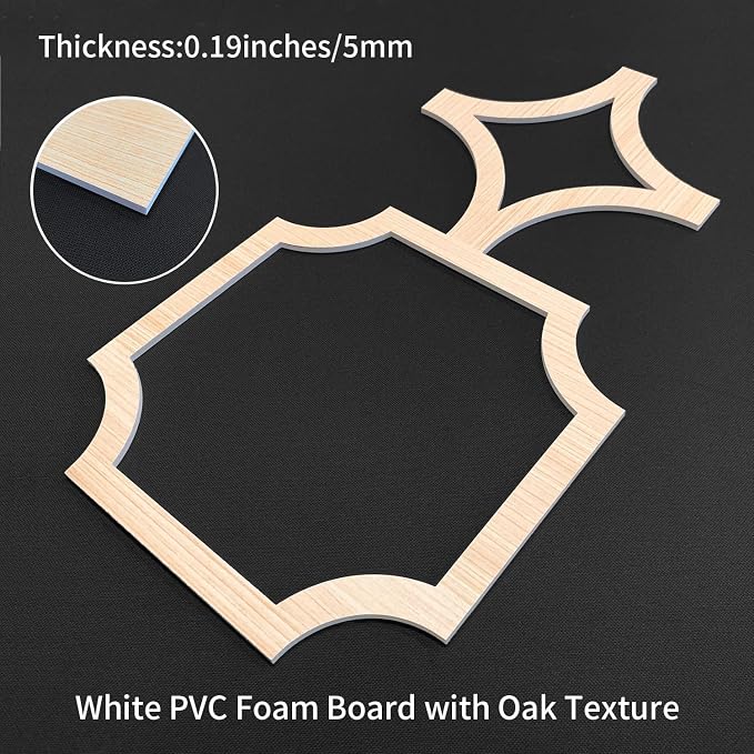 8PCS PVC Modular Decorative Fretwork Wall Panels for Living Room Lobby Bedroom, Star Lattice-Oak Faux Oak Wood Texture - Image 2