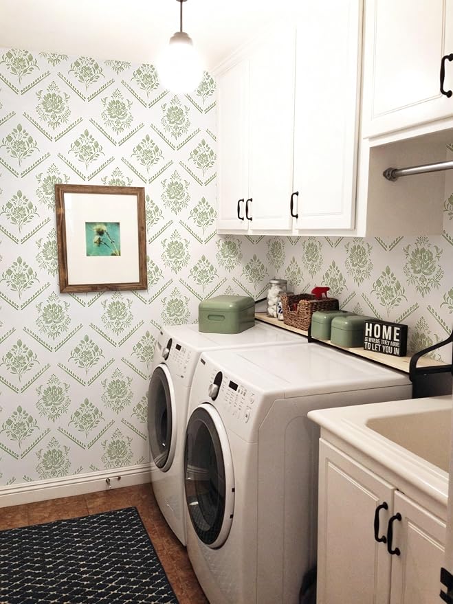 Ismoon Boho Floral Peel and Stick Wallpaper Sage Green for Vintage Bedroom | Renter Friendly Self Adhesive Removable Textured Contact Paper Botanical Wall Paper Vinyl for Bathroom Decor 17.3in X 32.8ft - Image 4