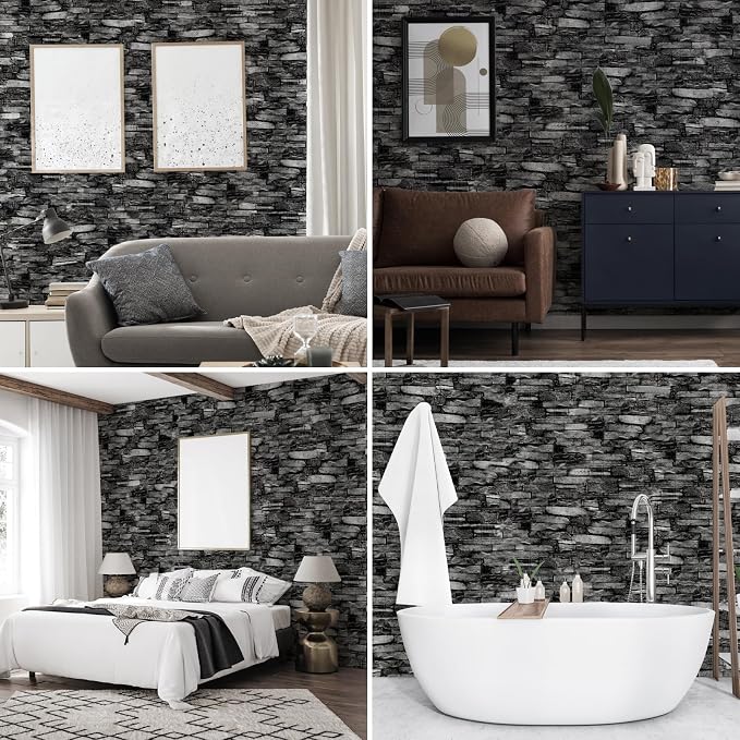 Peel and Stick 3D Foam Stone Wall Panels, Self Adhesive Wallpaper | 10Pcs Soft Flexible Kitchen Backsplash Peel and Stick (13.7 * 15.1in) Waterproof DIY Install Decorative Wall Panels - Image 5