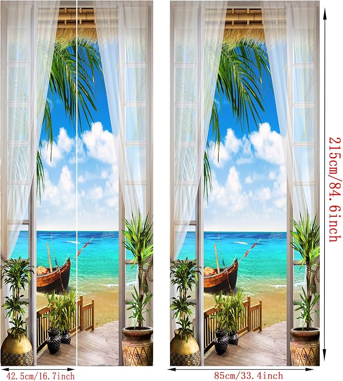 artfanke 3D Door Sticker Peel and Stick 33.5"x84.6" - Seascape Self-Adhesive Door Decal Wall Murals Wallpaper Waterproof for Home Bedroom Decor (2 Sheets/Set) - Image 6