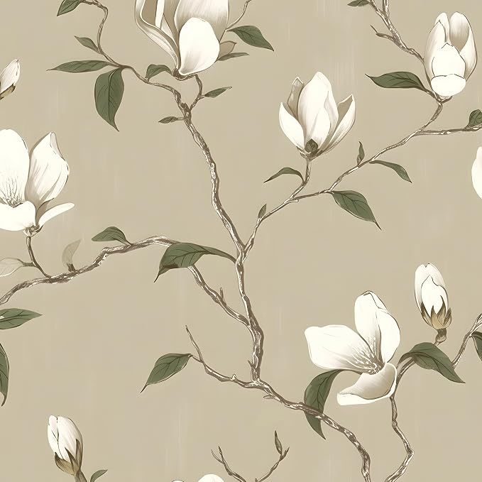 Laatse Vintage Leaf Wallpaper Peel and Stick 17.5" x 393", Khaki | Self Adhesive/Removable/Waterproof/Thick Vinyl Contact Paper for Bathroom Bedroom Shelf Cabinet Drawer,Prepasted,Easy Peel by Laatse