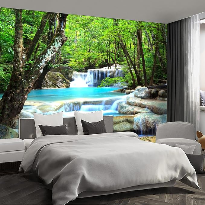 Forest Landscape wall murals Woodland Tree Peel and Stick self Adhesive Wallpaper for Bedroom Living Room - 58"x80" by Fightal