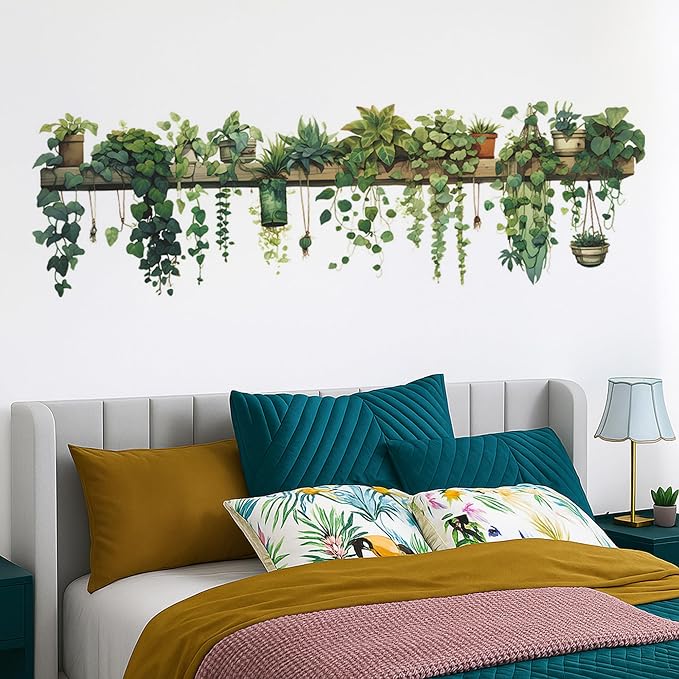 Green Plant Wall Stickers Vinyl Wall Decals Removable Wall Clings Peel and Stick Wall Mural for Bedroom Living Room Office (Large) - Image 2