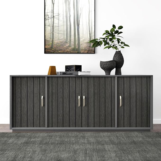 Grey Black Slat Wall Paneling Peel and Stick Panels Wood Slat Wall Panel 3D Fluted Flexible Wood Panels 11.8"x197" Wooden Planks for Walls Removable Vinyl Walls Panel for Bedroom Living Room - Image 7