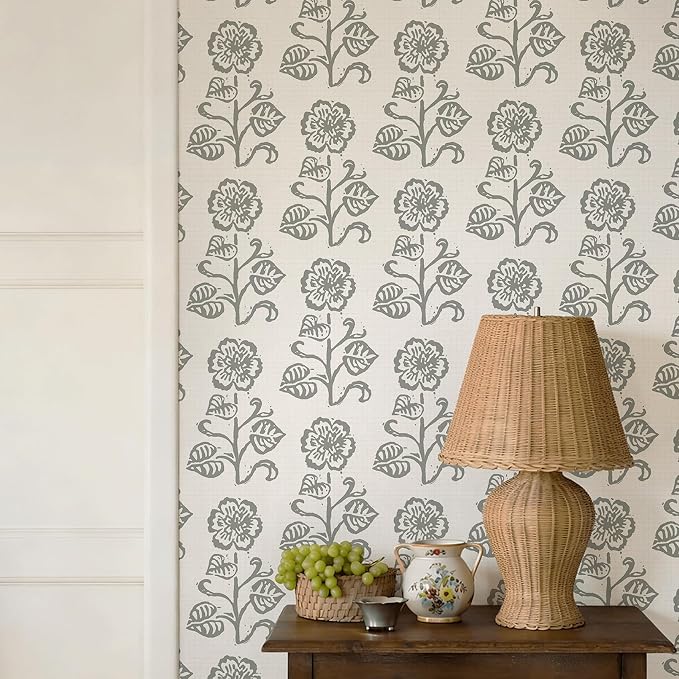 Dimoon Vintage Peel and Stick Wallpaper Beige Taupe Floral Contact Paper 17.3''x78.7'' Retro Cottage Wallpaper Boho Removable Renter Friendly Embossed Wall Paper for Bathroom Bedroom Decor Vinyl by DIYYOURMOON
