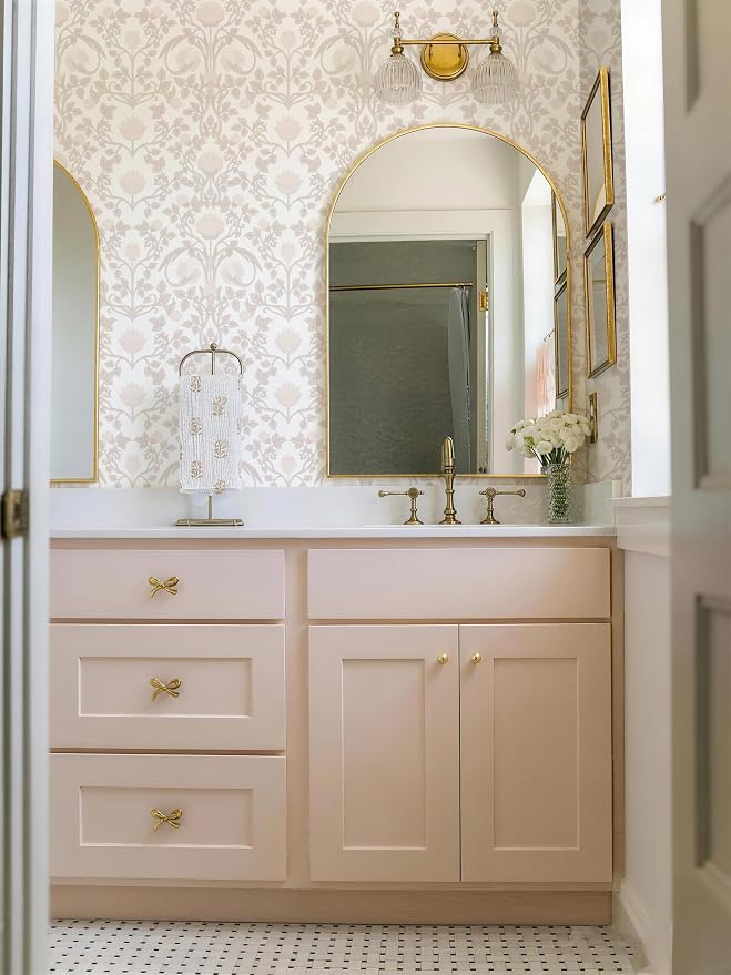 YXTII 590.5" × 17.3" Pink Peel and Stick Wallpaper, Floral Wallpaper for Bedroom Bathroom Self Adhesive Removable - Image 3