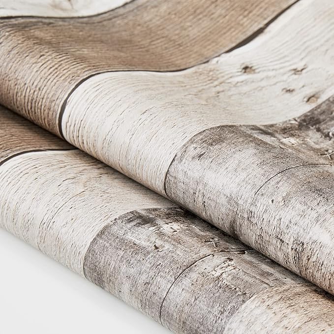 Yun-aeon Natural Wood-Grey Contact Paper Peel and Stick Wallpaper | 17.3"x 236"Self Adhesive Removable Vintage Faux Wood Wall Paper Plank Shelf Home Decoration Kitchen Counter Cover - Image 5