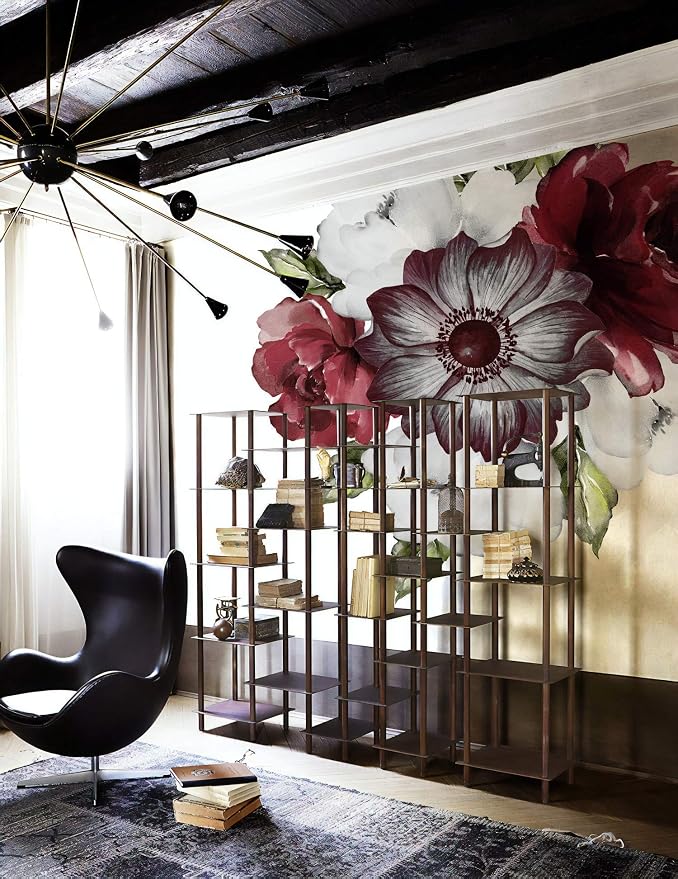 Floral Wall Decal Watercolor Bouqet Wall Sticker Red Rose Peel n Stick Anemone Florals Decals for Livingroom Bedroom - Image 5