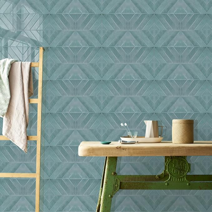 STICKGOO Herringbone Peel and Stick Backsplash, Blue Teal, 10 Sheets | 12.6 x 9.7 in, Thicker Rectangular Vinyl Stick-On Wall Tiles, Easy Alignment, Waterproof, Easy to Clean, Kitchen/Bathroom - Image 4