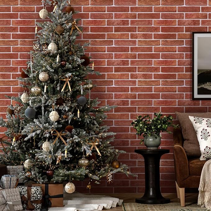 COMSTICKC 3D Faux Brick Wall Panels Peel and Stick Decorative Tiles Sticker | Red, 12 Pcs 22.8" x 11.8", Not Real Brick, Ultra-Light Thin PVC Fake Brick Backsplsh for DIY Wall Makeover, Cover 22.48 sq ft - Image 6