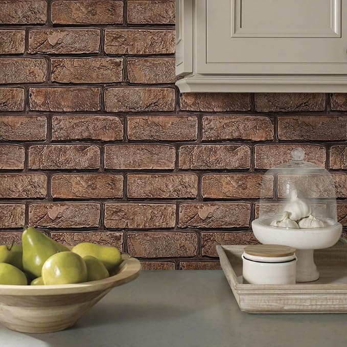 Commomy 3D Peel and Stick Brick Tiles 10 pcs 11.8" x 11.8" for Wall Decor | Small Size Thin PVC Faux Brick Wall Panels Brick Wallpaper for Kitchen Backsplash,Living Room,Fireplace(Covers 9.7 sq.ft) - Image 7